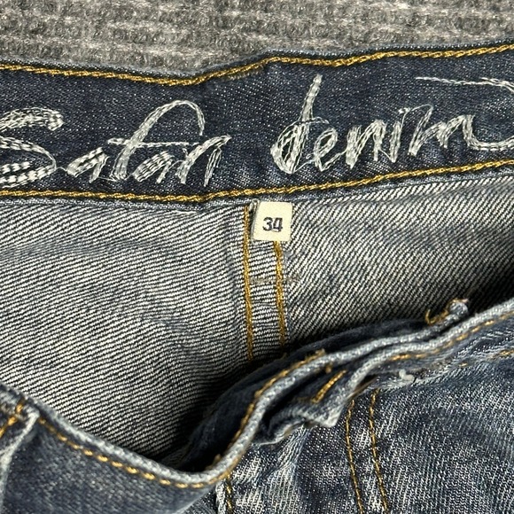 Satin Denim Men's Size 34 Blue Wash Jean Shorts Cargo Casual - Picture 2 of 7